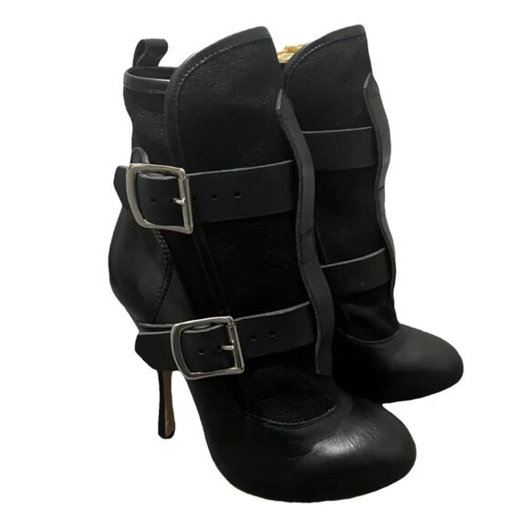 Vivienne Westwood Shoes - Vintage Vivienne Westwood Leather Skyscraper Bondage Buckle Boots Size 40